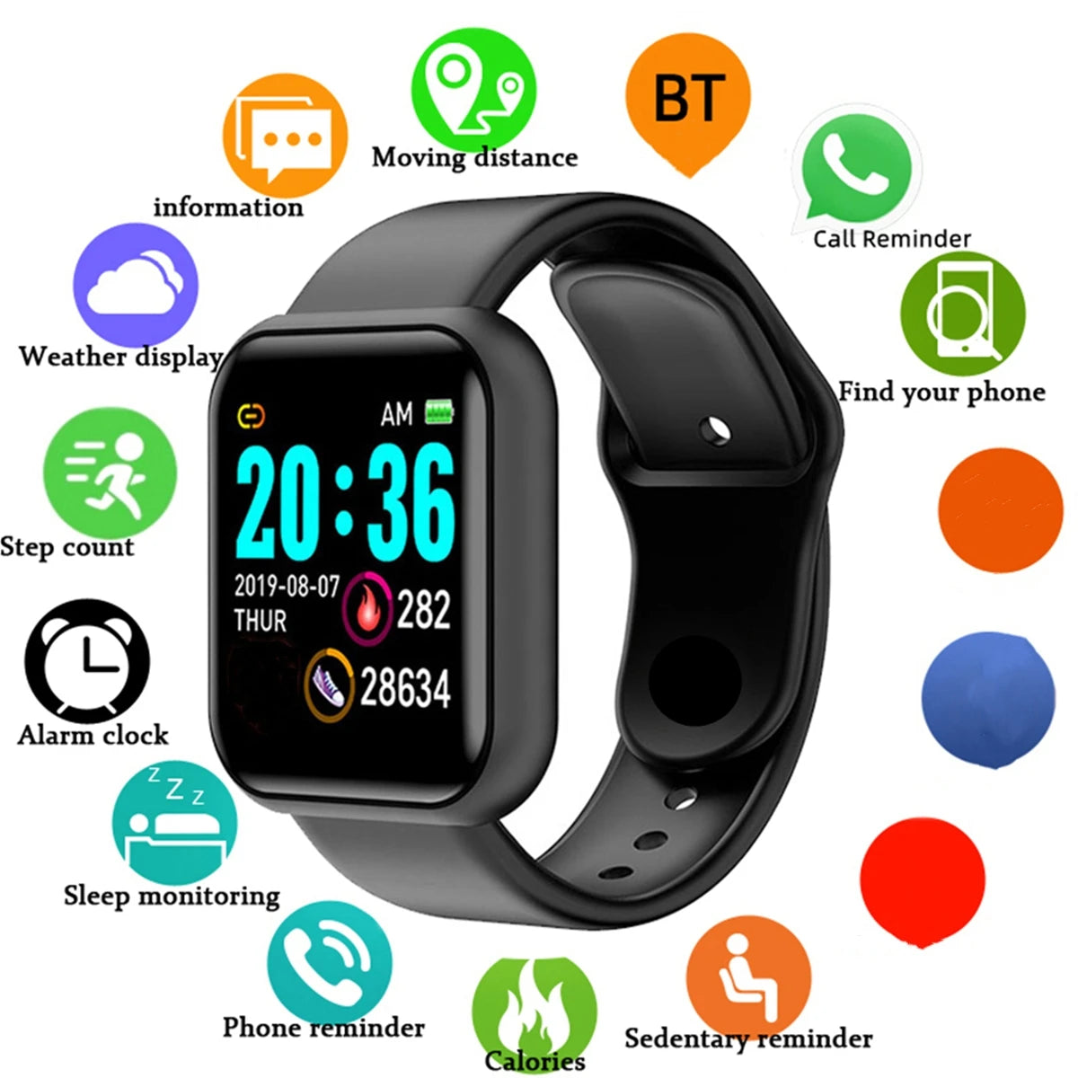 Reloj inteligente para hombre y mujer, reloj de pulsera con monitor de actividad física, regalo de cumpleaños, reloj electrónico para Android e iOS.