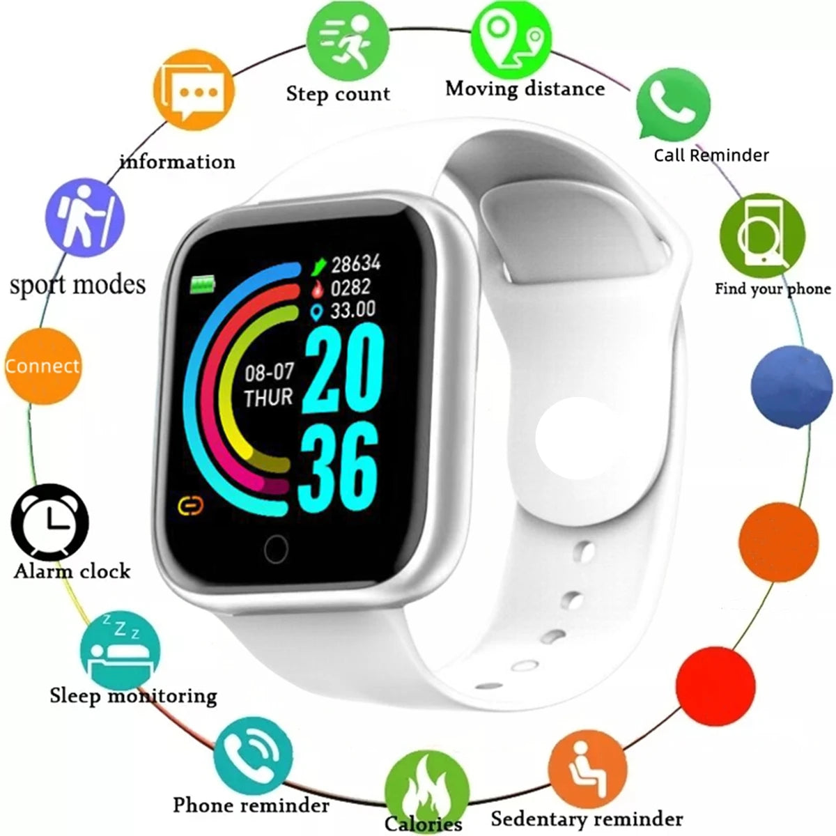 Reloj inteligente para hombre y mujer, reloj de pulsera con monitor de actividad física, regalo de cumpleaños, reloj electrónico para Android e iOS.