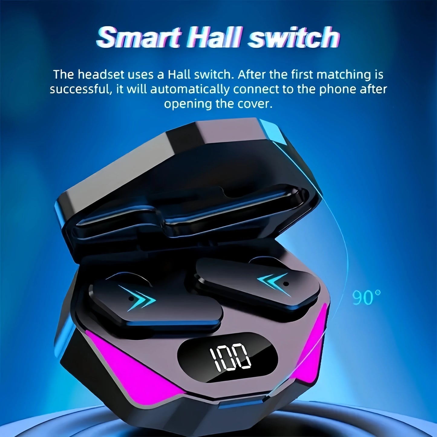 Auriculares inalámbricos Bluetooth X15 TWS con pantalla LED, ideales para gamers, con micrófono y cancelación de ruido.