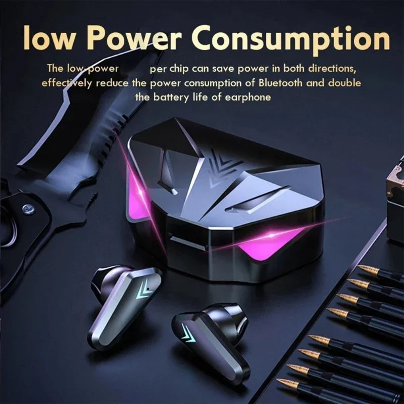 Auriculares inalámbricos Bluetooth X15 TWS con pantalla LED, ideales para gamers, con micrófono y cancelación de ruido.