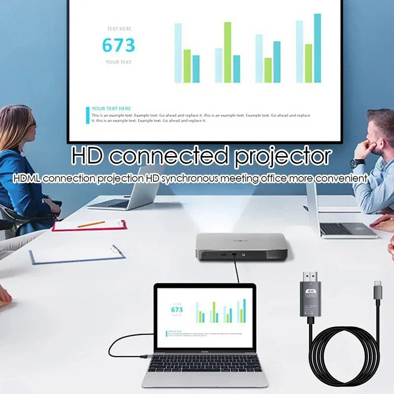 Cable USB C a HDMI de 2 m/6,6 pies, 4K, 30/60 Hz, convertidor de TV HD USB C a HDMI para iPhone 15, MacBook Pro/Air, iPad y portátiles Samsung.