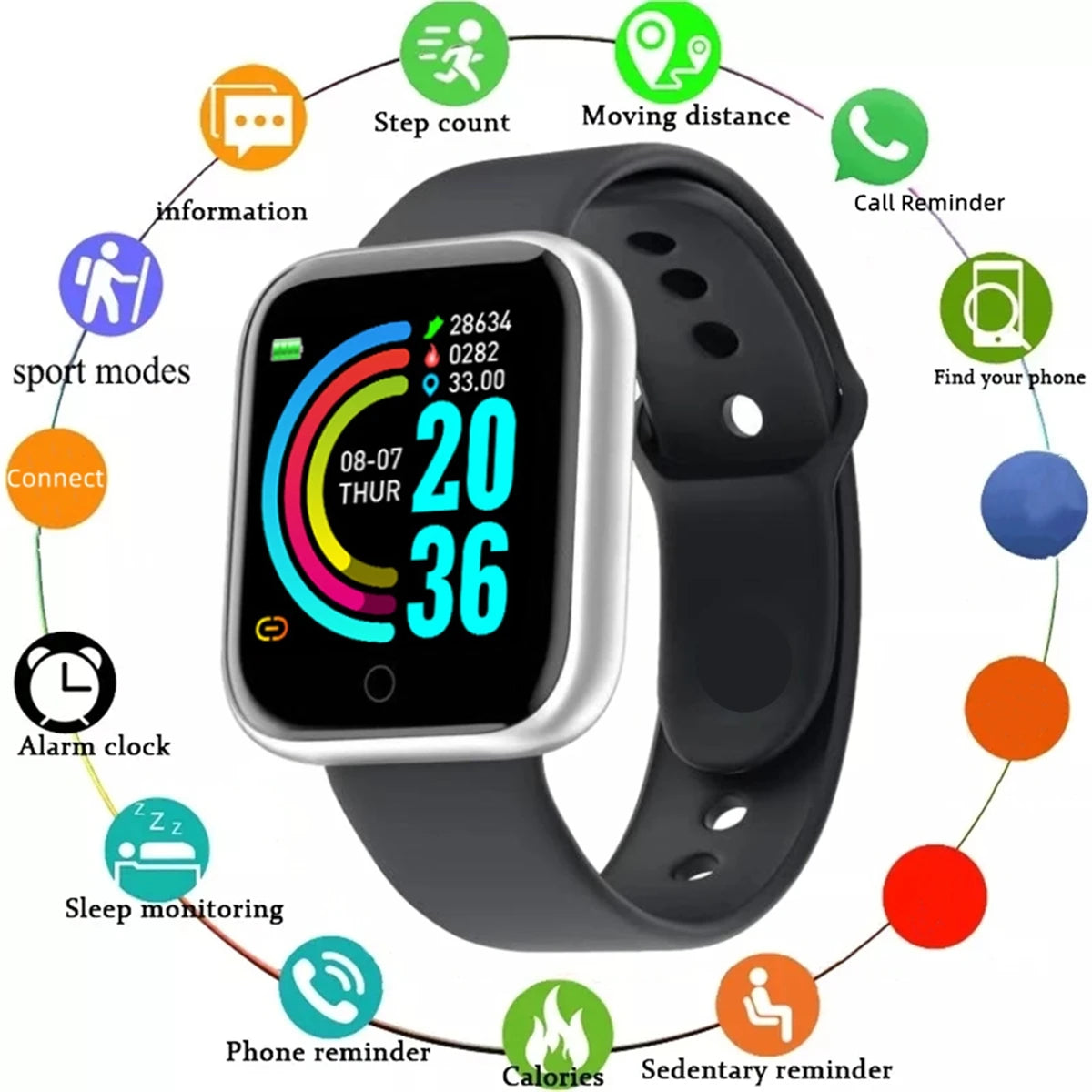 Reloj inteligente para hombre y mujer, reloj de pulsera con monitor de actividad física, regalo de cumpleaños, reloj electrónico para Android e iOS.