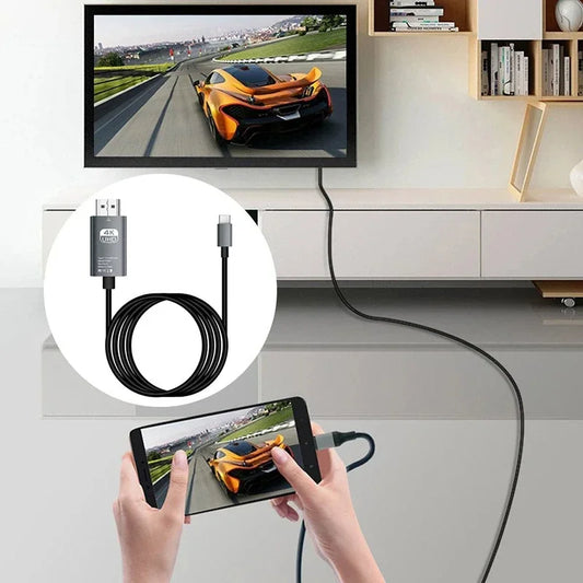 Cable USB C a HDMI de 2 m/6,6 pies, 4K, 30/60 Hz, convertidor de TV HD USB C a HDMI para iPhone 15, MacBook Pro/Air, iPad y portátiles Samsung.